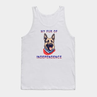 German Shepherd Funny USA Flag 4th of July Fur Of Independence Tank Top